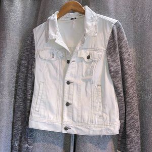 Free People White Jean Jacket (cotton sleeves)